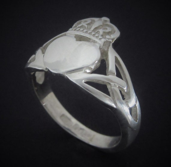 Sterling Silver Claddagh Ring- Silver Claddagh Ring - Unisex Claddagh Ring - Trinitity Knot Claddagh Ring - Irish Claddagh