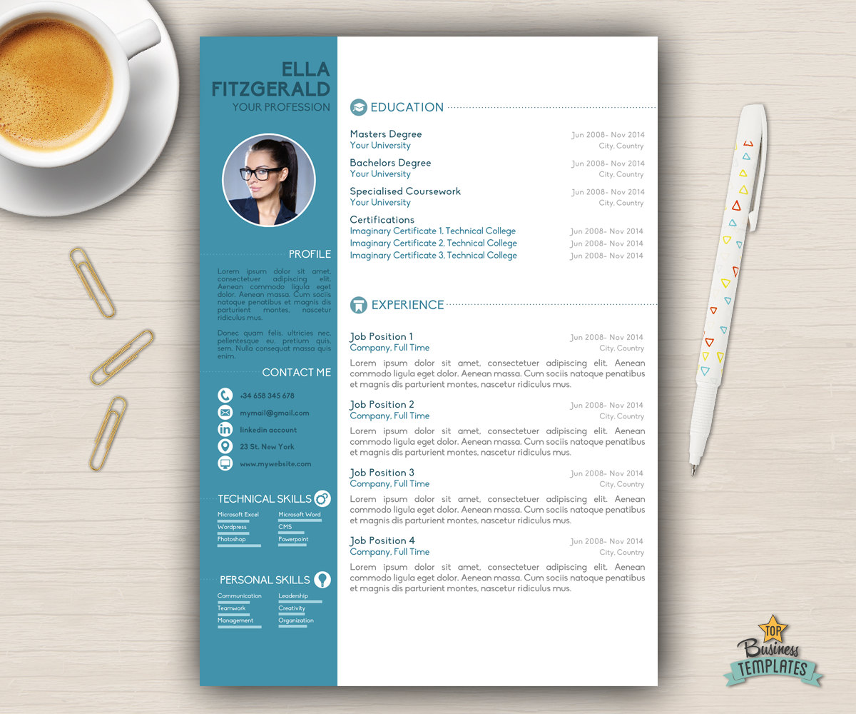 resume template cv template for word cover letter creative
