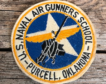 US Naval WWII Era Military Patch Air Gunners School Purcell Oklahoma Military Artifact US Navy Historical Patch