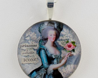 Marie Antoinette Collage Sterling Pendant