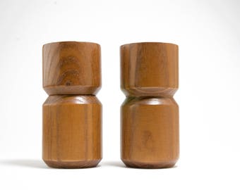 Copco Michael Lax Design Mid Century Wood Salt and Pepper Grinder pair