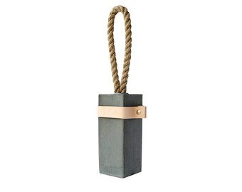Concrete door stopper | minimalist door stop | concrete home decoration | gifts for home | modern decor | contemporary design | leather