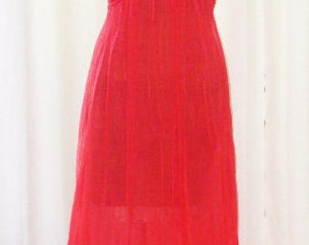 Double Chiffon Vintage Nightgown Al Sterling Red Floor Length 60s Small