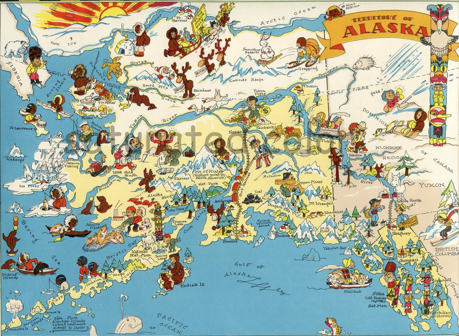 ðzoom. Alaska Map Original X Vintage Ruth Taylor White Antique ðzoom. alaska map original x vintage ruth taylor white antique