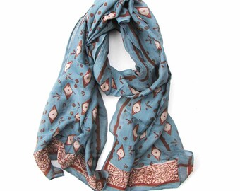 fashion scarf multi color cotton hand dyed scarf handmade Block Print wrap natural dye ichcha women accessories gift for her - Lyakat II