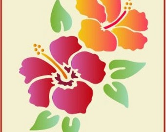 Hibiscus stencil | Etsy