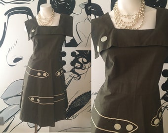 Olive Green Vintage Pullover Dress