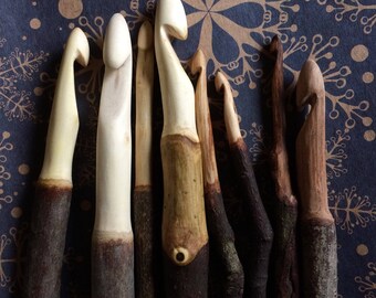 Hand carved wooden crochet hooks to oder!