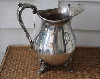 silver pitcher, Bristol silver pitcher by Poole, water pitcher, vintage silver