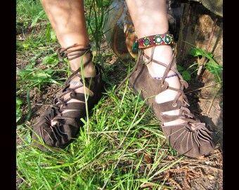 Pixie Sandals Leather BROWN COLOUR Hippy Psytrance Festival Boho Ethnic Party Wear