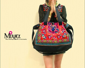 Miya's Original Ethnic Hmong Embroidered Bag Purse Shoulderbag - Red Lover