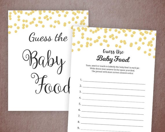 Guess The Baby Food Game Printable Baby Food Game Gold