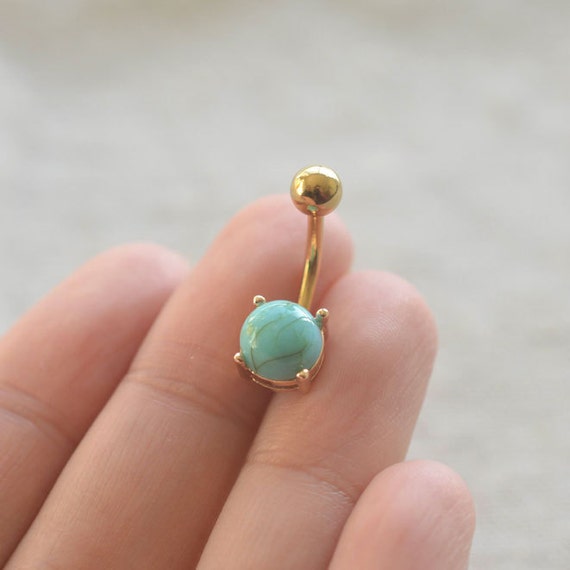 belly button rings turquoise navel ring 14k gold turquoise
