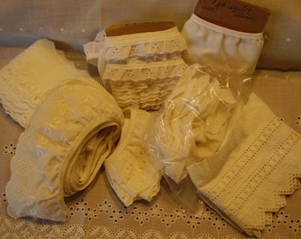Vintage EYELET LACE Destash Lot/Craft/Sewing Supply