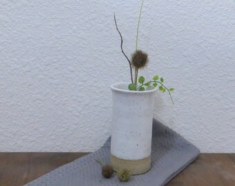 Small Vase - Handmade Stoneware Ceramic Pottery - White Satin