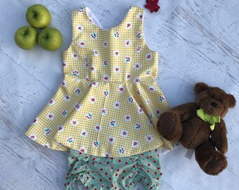Yellow Gingham Peplum Top