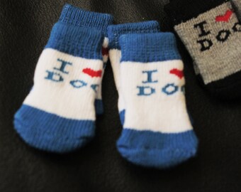 Dog Socks 4 pcs Knits Pet dog Puppy Indoor socks Soft cotton anti-slip with skid bottom M and L size
