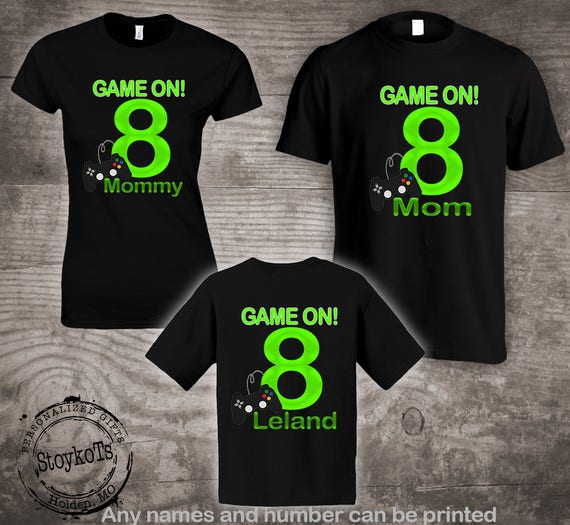 Game on birthday party shirts Video Gamer Personalized Game on