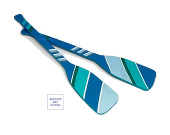 Painted Wooden Oars. Nautical Wood Oars. Painted Paddles. Painted Rowing Oars.