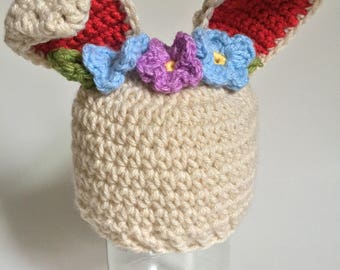 Adorable Woodland Creature Hat, Animal Hat, Bunnie Hat, Flower Crown, Baby Beanie