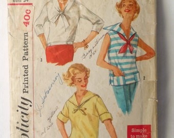 1958 Ladies Simplicity blouse pattern