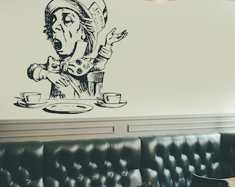Wall Decal, Mad Hatter, Alice's Adventures In Wonderland, Alice, Tea Party, Mad Hatter Decal, Mad Hatter Sticker, Tea Party Decal