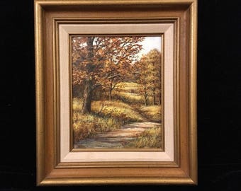Vintage Figural Landscape Painting Signed Richard Collopy Framed