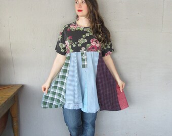 Sale upcycled dress Romantic clothing wearable art repurposed clothing recycled shirt sustainable clothing LillieNoraDryGoods
