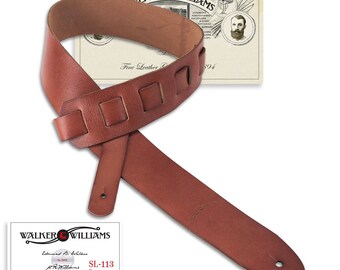 Cognac Soft Italian Leather Guitar Strap Naturally Finished Full Grain Premium Leather SL-113