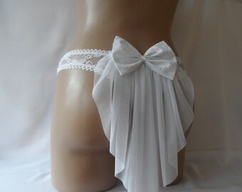 Sweet Bridal Panties with Veil Handmade