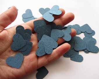 Wedding confetti hearts - Navy Blue Paper hearts - die cut hearts - paper heart confetti - wedding table scatters