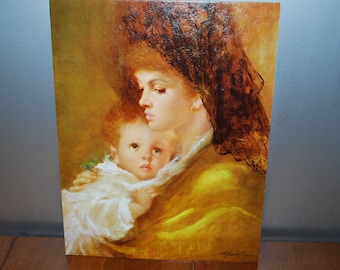 Vintage Winde Fine Prints - "Mother Love" - by Gentipini - textured Litho - unframed - no. 111 - 11" x 14" - Portrait - Madonna