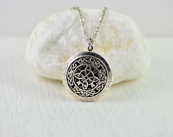 Celtic Knot Aromatherapy Necklace Diffuser Essential Oils Necklace, Lava Jewellery Silver Celtic Knot Necklace Oil Diffuser Pendant Necklace
