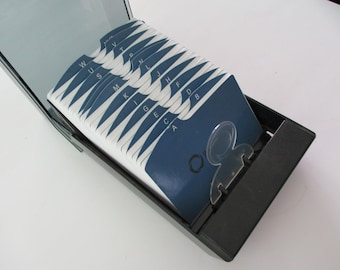 vintage desk organizer- Rolodex, black, plastic, model VIP350