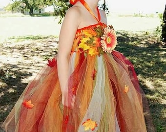 Gorgeous custom autumn tutu dress! For Birthday, Costume, Pageant, Photo Prop, or Flower Girl dress for a wedding. Preemie - 4T