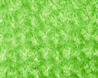 Lime Rosebud Cuddle Minky Fabric, Sold by The Yard