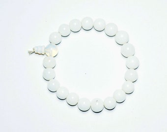 Energetic Beads White Ageta Moonstone Priciouse Jewellery Meditation Wrist Bracelets