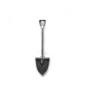 10 Silver Shovel Charms - 20mm
