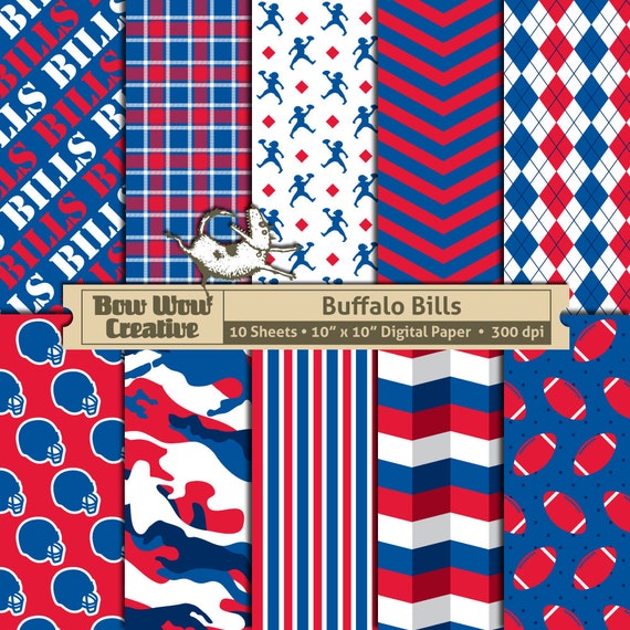 10 Buffalo Bills Pattern Digital Papers for Scrapbooking