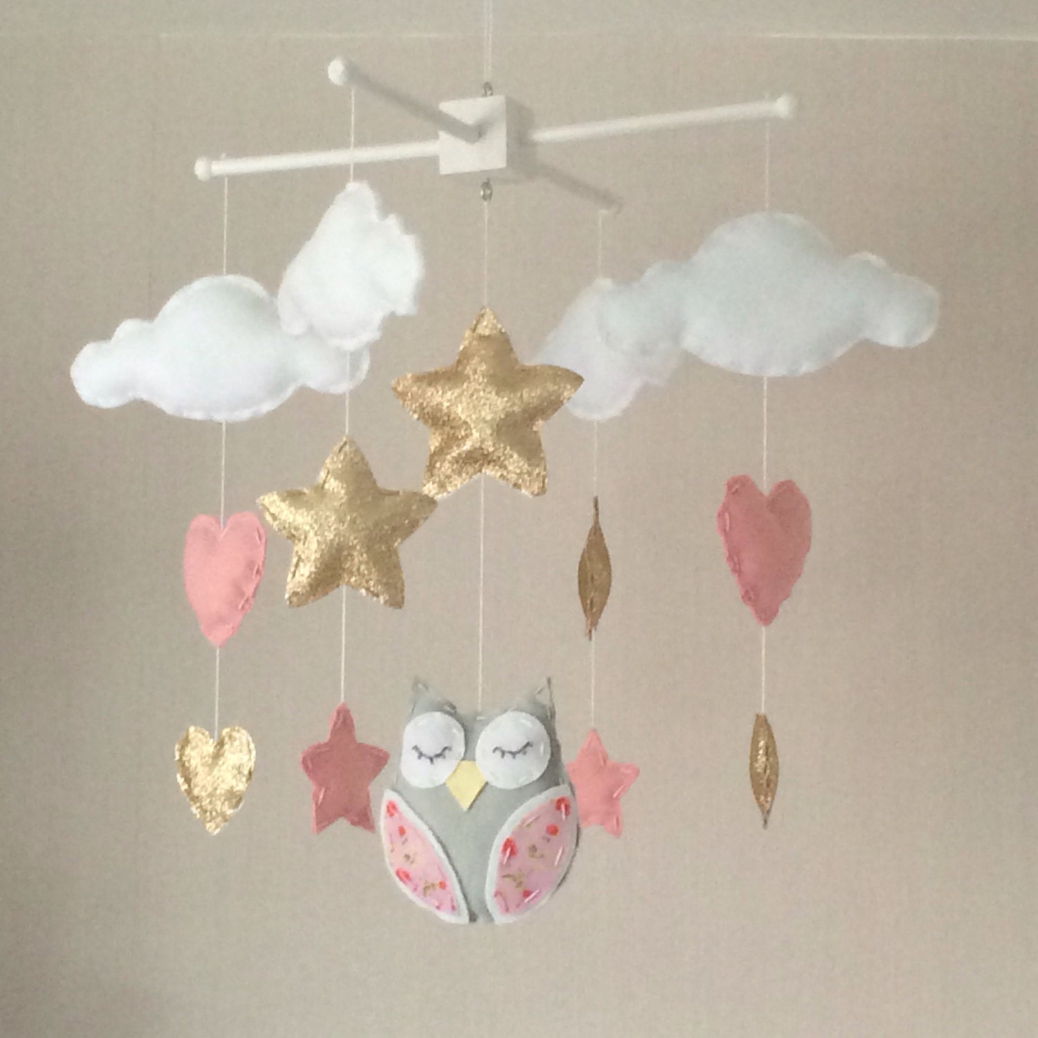Baby mobile Baby girl mobile Cot mobile Owl clouds