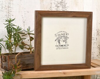 8x8 Square Picture Frame in 1x1 Outside Cove Style with Natural Walnut Finish - In Stock Same Day Shipping - 8 x 8 Photo Frame Rustic