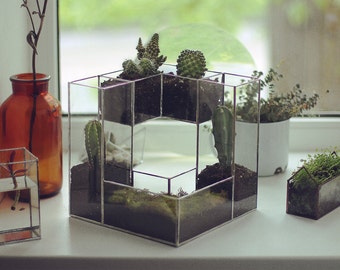SALE Geometric Glass Terrarium Modern Planter for Indoor Gardening SALE