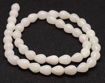 natural undyed gouttex8 white jade beads 10x7mm