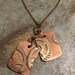 Steampunk Industrial Style Dog Tag Textured Pendant, Dogtag Shaped Steam Punk Necklace And Bronzed Tone Chain