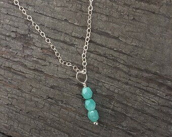 Turquoise bar necklace, Sterling Silver Necklace / 'The Snowdrop' necklace in Turquoise
