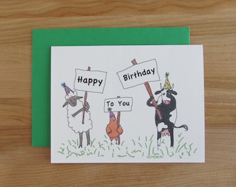 Silly Farm Animals "Happy Birthday To You" Spring / Summer Birthdays - other animal colors and seasons available
