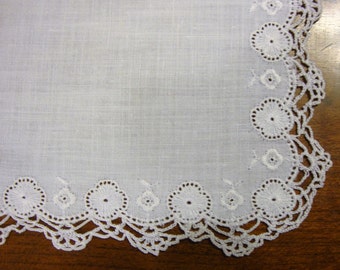 Beutiful White on White Bridal Hankie