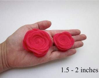 Hot Pink Flower Pin -- Fuchsia Flower Clip -- Felt Flower Pin Accessory -- Felt Flowers -- Bright Pink Felt Brooch -- Hot Pink Flower Brooch