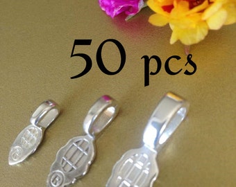Jewelry Bails Aanraku Silver Plated 50 Pieces SMALL Medium LARGE Glass Tile Scrabble Pendants DIY Glue On Pad Findings Supplies