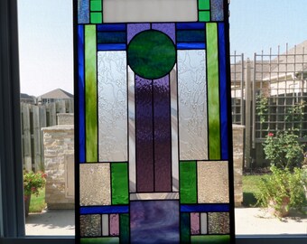 Geometric Stained Glass Panel